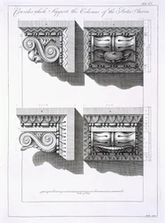 Consolas que sostienen columnas de la Porta Aurea, de 